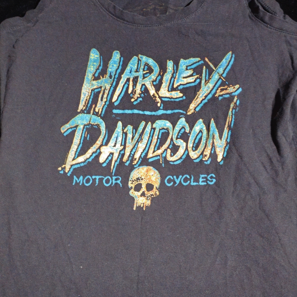 Harley-Davidson Black Tank Top with Blue and Gold Logo